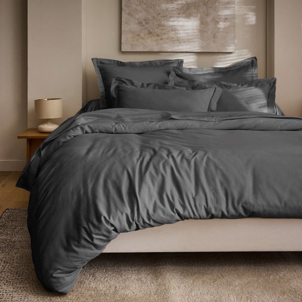 Kuddfodral "Prestige" 100% Satin av kammad bomull 120 trådar/cm² Ren bomull - Prestige Grafit - Kuddfodral 65 x 65 cm volang