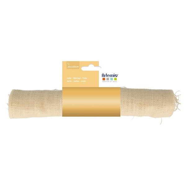 Jutetyg rulle - ARTEMIO - 30 x 100 cm - Färg kräm - Idealisk för DIY - Naturlig dekoration