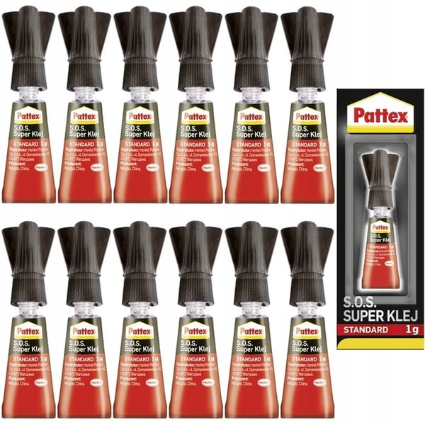 Lim alla superlim - Pattex - SOS Standard - Snabbt torkande vattentät multi-material 12x1g