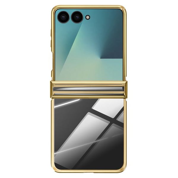 Fodral för Galaxy Z Flip 7 Kromad med Guld Hinge Skydd