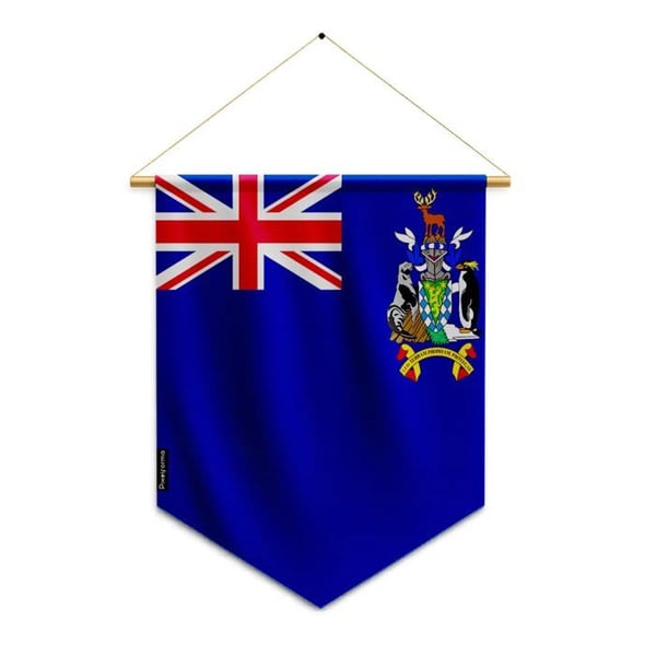 Fanion – Flagga för Sydgeorgien och Sydsandwichöarna – 30 x 45 cm – Polyester – Att hänga – Pixelforma