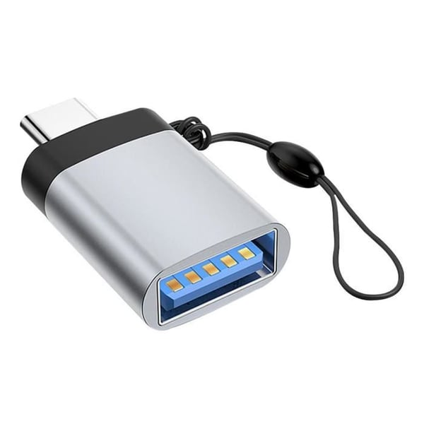 USB 3.0-adapter - USB A hane till USB C hona - Reversibel - Grå - Med rem