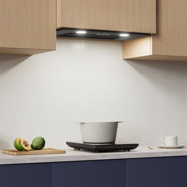 CIARRA Filtering Group Inbyggd fläktkåpa 52cm 300m3/h Återvinning eller evakuering LED-belysning Svart