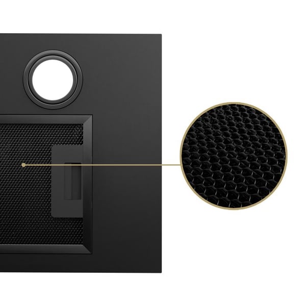 CIARRA Filtering Group Inbyggd fläktkåpa 52cm 300m3/h Återvinning eller evakuering LED-belysning Svart
