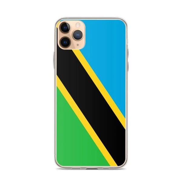 Mobilskal – Tanzanias flagga – Kompatibel med iPhone 11 Pro Max – Mjuk fodral – Slitstark och stötresistent – Pixelforma