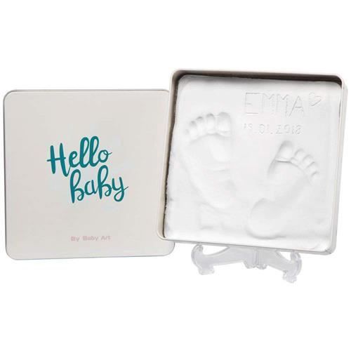Baby Art Magic Box Square - Baby Hand and Footprint Kit i metalllåda, födelse- eller doppresent, oumbärlig