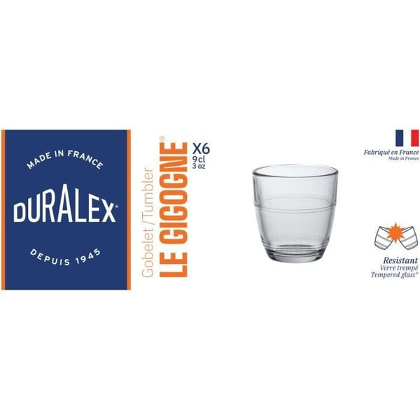 DURALEX - Gigogne Transparent - Tumlare 9 cl - härdat glas