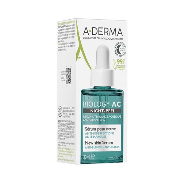A-DERMA Biology AC Night-Peel Serum Ny Hud Imperfektioner & Märken 30 ml