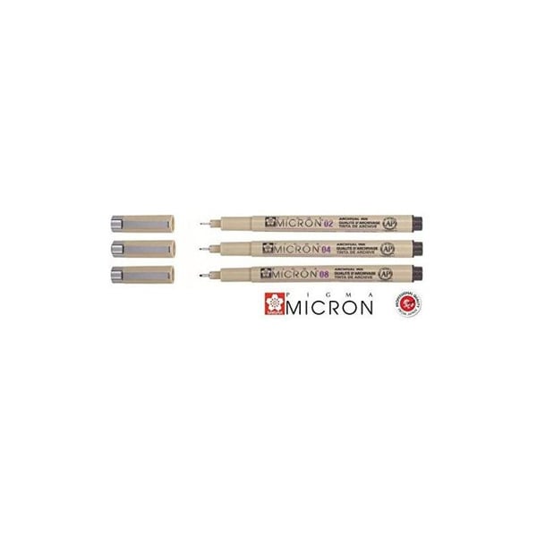 Stylos - Sakura - Pigma Micron - Set av 3 - Svart - Blandade storlekar