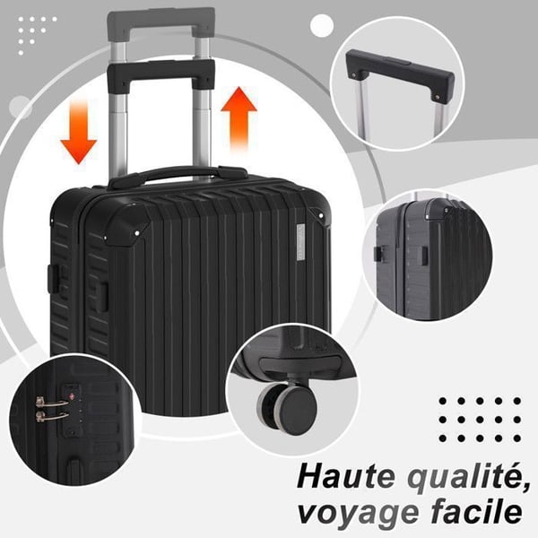 Set med 6 Resväskor, väska 75cm/66cm/55cm/30cm + Fällbar Resväska med Sminkväska Svart