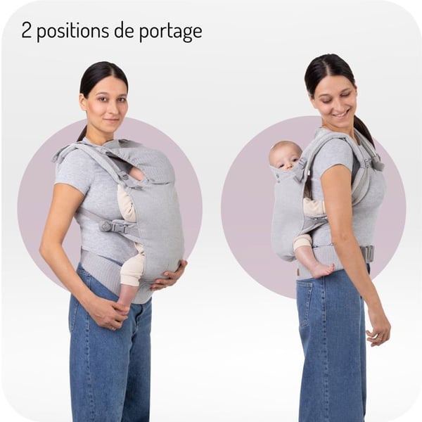 MoMi COLLET – Ergonomisk og Fysiologisk Bæresele – Foran / Bagpå – Justerbar – Op til 15 kg – Grå