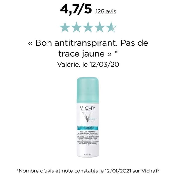 Vichy Deodorant Anti-Farve Hvid & Gul 48h Spray Sæt af 2 x 125ml