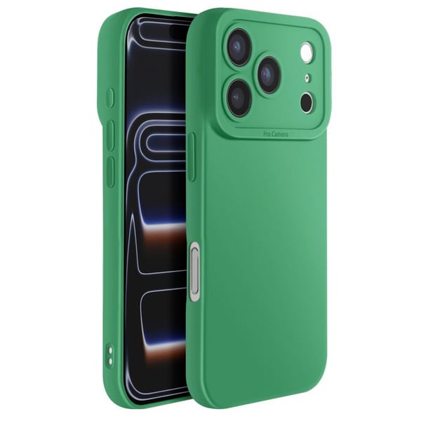 Siliconfodral för iPhone 17 Pro Max med förstärkt kamerablock grön