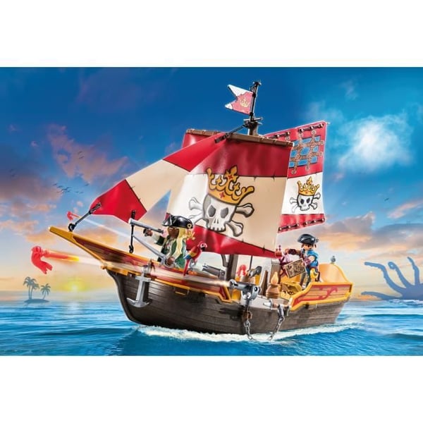 PLAYMOBIL 71418 Piratroddbåt, Pirater, Med karaktärer, kanoner, Från 4 år
