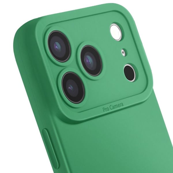 Siliconfodral för iPhone 17 Pro Max med förstärkt kamerablock grön