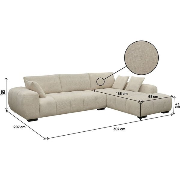 Monceau hjørnesofa - 3 pladser - Beige