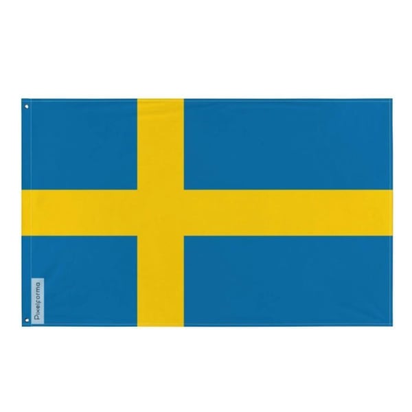 Sveriges flagga – 120 x 180 cm – Hållbar polyester – 2 metalöglor – Inomhus / Utomhus – Pixelforma