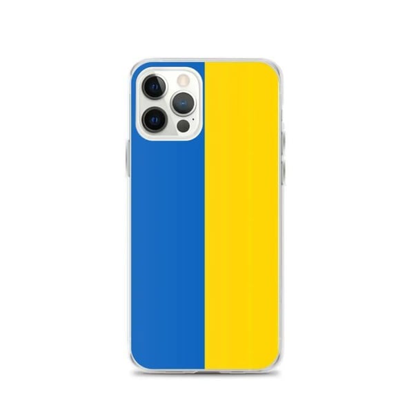 Mobilskal – Ukrainska flaggan – Kompatibel med iPhone 12 Pro – Mjukt fodral – Slitstarkt och stötbeständigt – Silikon – Pixelforma