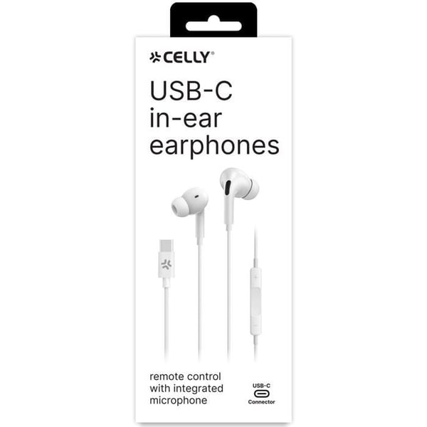 In-ear stereo headset - CELLY - UP1200 - USB-C - Vit - 50 g