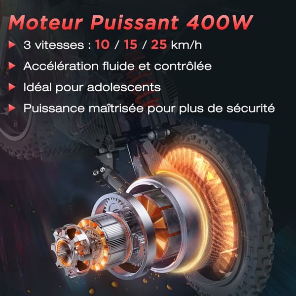 HITWAY Elmotorcykel Barn 14", Motor 400W, 3 Hastigheter 10–25 km/h, Räckvidd upp till 45 km, Idealisk Present, Svart&Röd