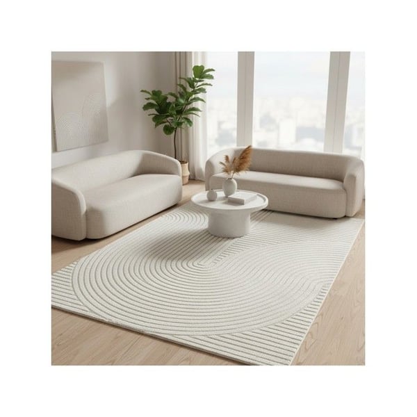 Inomhusmatta - MELIS HOME - Skulpterade geometriska mönster - 14 mm - 80 x 300 cm - Kräm - Oeko-Tex certifierad