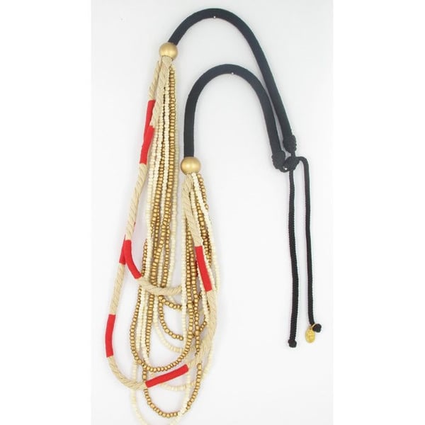 Fanny Fouks - lång halsband med röd snöre