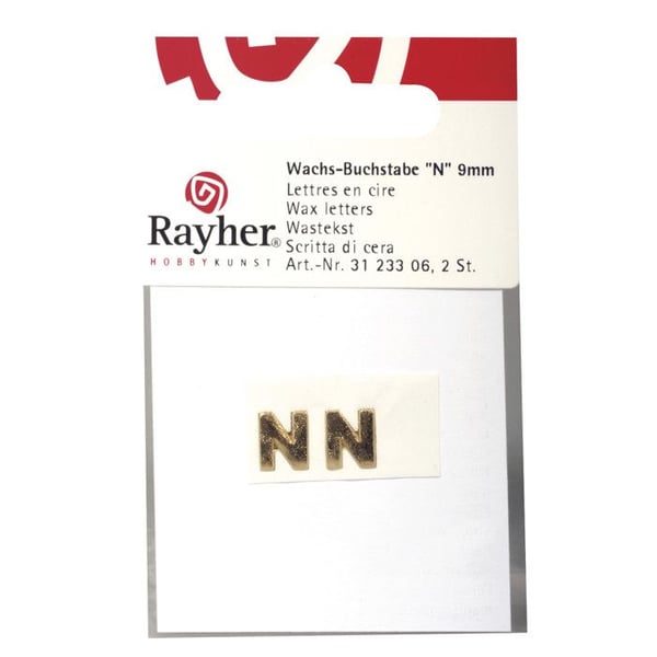 Vaxbokstäver - RAYHER - N - Guld - 9mm - 2 stycken