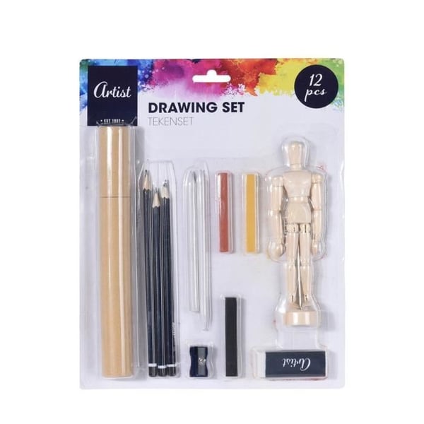 Konstnärsritkit - 12 delar - Flerfärgad - Professionell - 22,4 x 28 x 3 cm