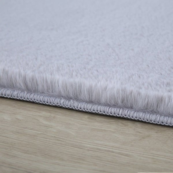 Ayyildiz Modern design matta Silver 160 cm rund långhårig, Enfärgad, för Vardagsrum, Baksida i bomull