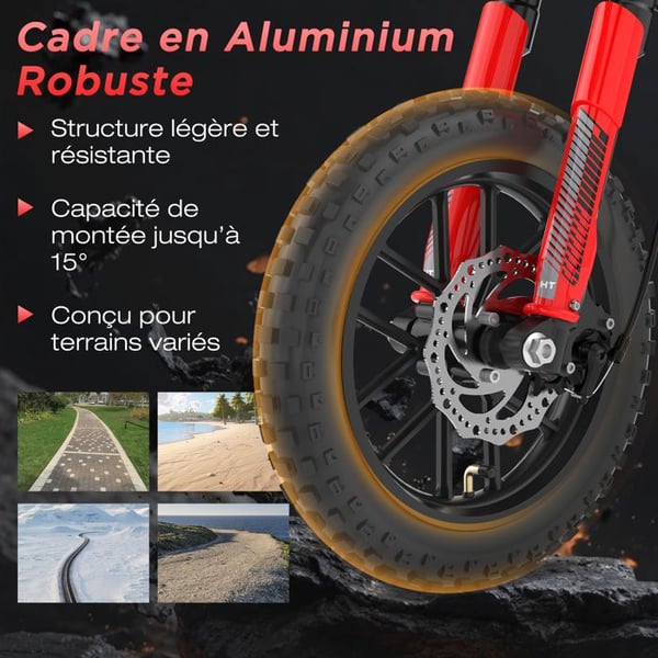 HITWAY Elmotorcykel Barn 14", Motor 400W, 3 Hastigheter 10–25 km/h, Räckvidd upp till 45 km, Idealisk Present, Svart&Röd