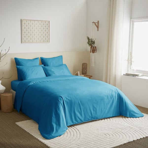 Komplett paket 6 stycken unicolor Turkos påslakan för säng 180 x 200 cm "King size"