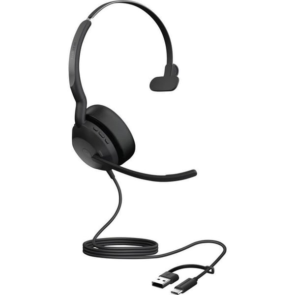 Jabra Evolve2 50 Hörlur med öra-och-huvud, Bluetooth Mono svart Mikrofons brusreducering, Buller