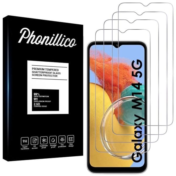 Härdat Glas för Samsung Galaxy M14 5G [Pack 4] Skyddsglas Film Phonillico®