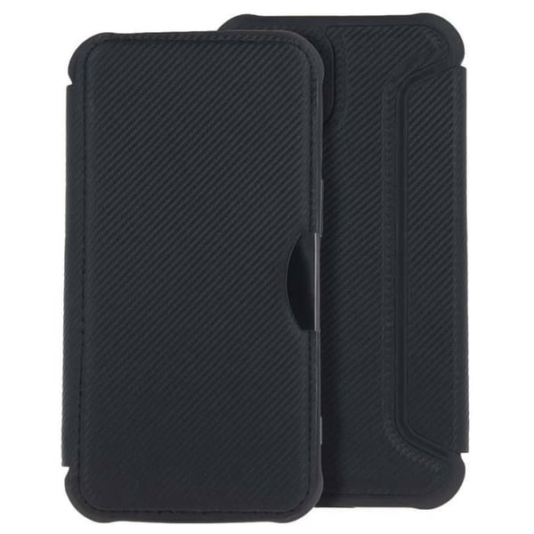 Étui Folio - Smart - Kolfiber - TPU - Kompatibel med iPhone 16 Pro Max - Svart