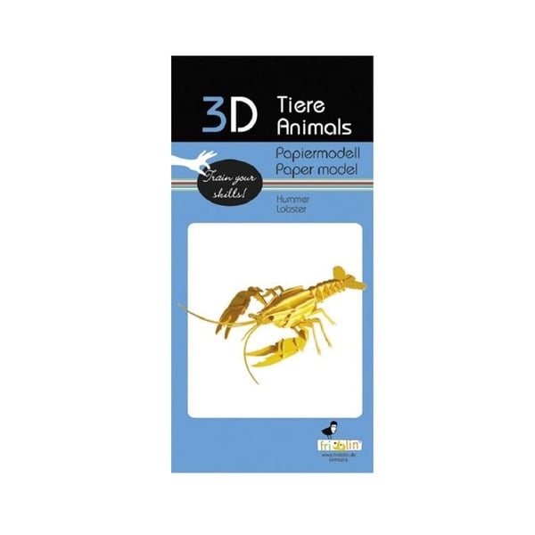 3D-pappermodell - FRIDOLIN - Hummer - Blå - Kartong - 12 x 3 x 7,5 cm