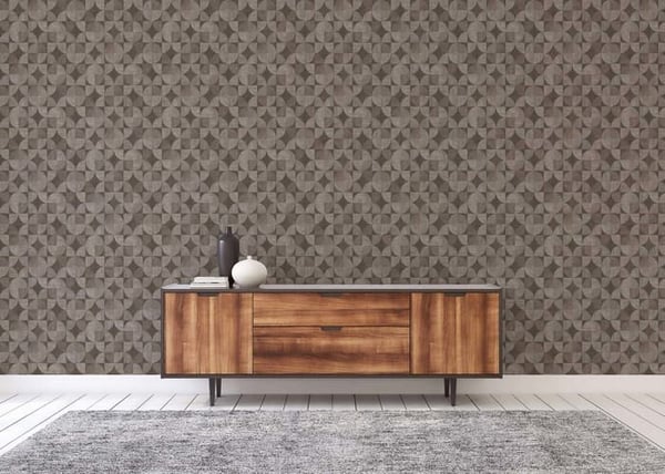 Vintage Tapet M1-No.1570 Grå Brun Geometrisk Struktur