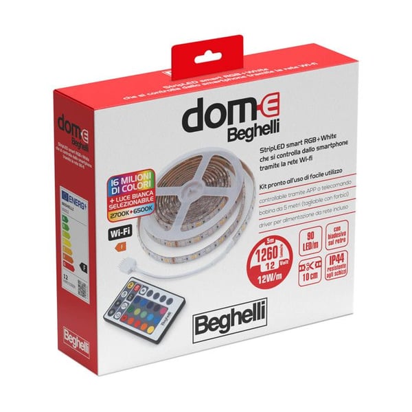 Beghelli Strip LED Smart WiFi RGB+WCCT 12W, 5 Meter, IP44, Dynamisk Lys Beghelli Strip LED Smart WiFi RGB+WCCT 12W, 5 Meter, IP44, Dynamisk Lys
