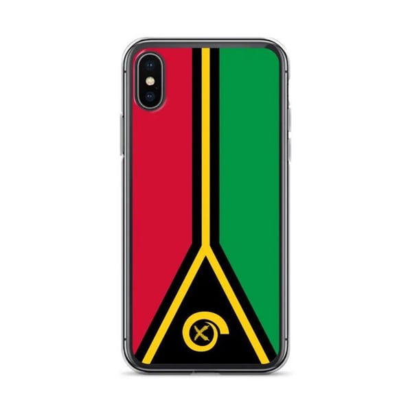 Mobilskal – Vanuatu flagga – Kompatibel med iPhone XS Max – Flexibelt skydd – Slittåligt och stöttåligt – Silikon – Pixelforma