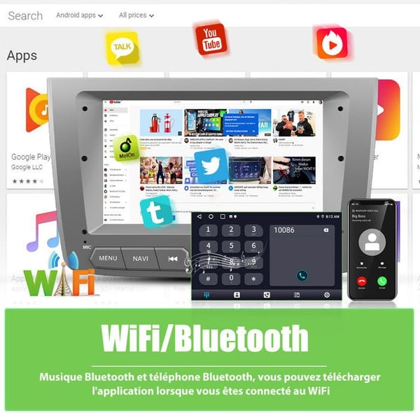 AWESAFE 4G Bilradion Android 13 för ALFA ROMEO MITO (2008-2019) 4Go+64Go med 7'' Pekskärm Carplay Android Auto GPS WiFi FM