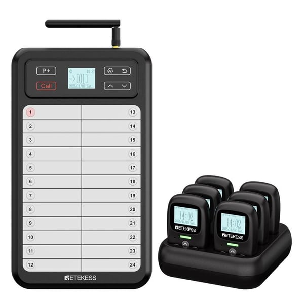 Retekess TD037 Trådlöst kallsystem, Pager kök-matsal, räckvidd 800 m, passar för restauranger och barer, 6 st