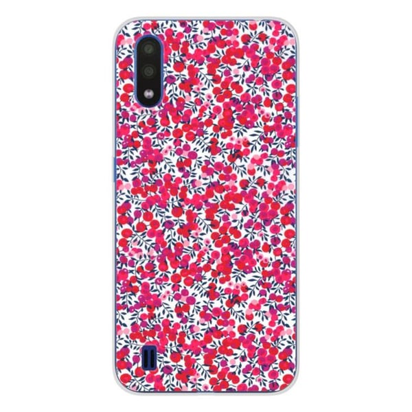 1001Coques - Silikonfodral kompatibelt med Samsung Galaxy A01 - Liberty Wiltshire röd mönster - Originaldesign tryckt i Frankrike