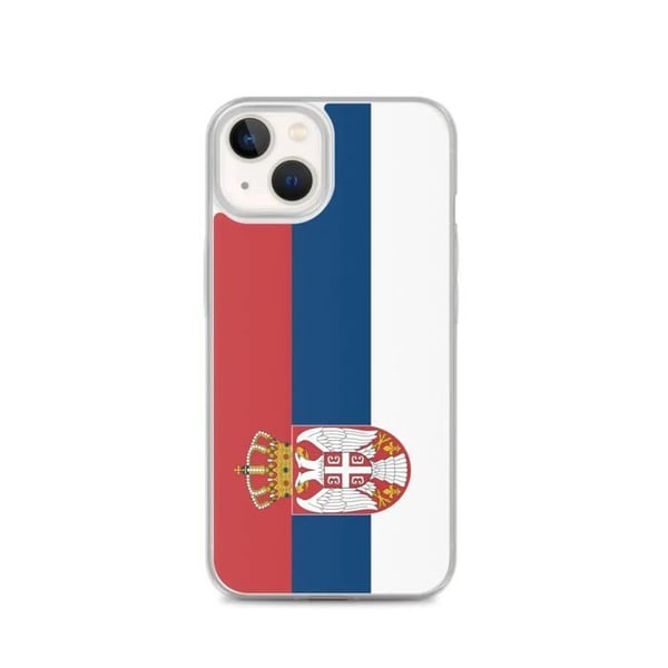 Telefonfodral – Serbiens flagga – Kompatibel med iPhone 13 – Mjukt skal – Stöttålig och chockresistent – Silikon – Pixelforma