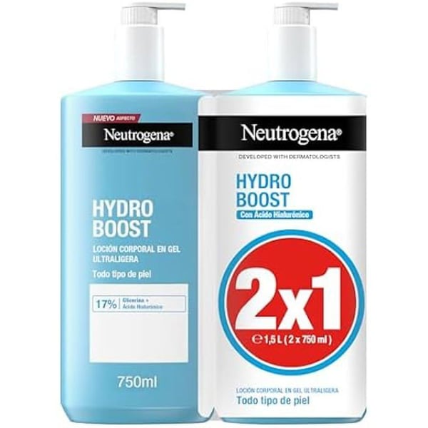 Gel lotion kropp - NEUTROGENA - HYDRO BOOST - Pack 2 x 750ml - Utan parabener - Alla hudtyper