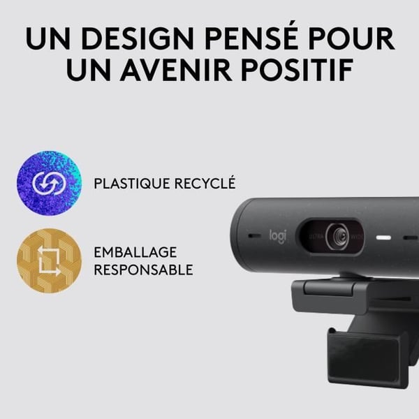 Webbkamera - Full HD 1080p - Logitech - Brio 500 - Inbyggd mikrofon - Grafit