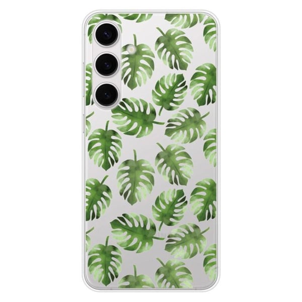 Tryckt silikonfodral som är kompatibelt med Samsung Galaxy S24 FE Monstera löv