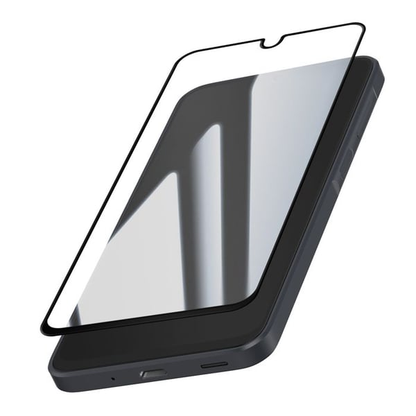 Skydd av härdat glas för Samsung Galaxy A17 med vinklad 3D-bredd, svart transparent