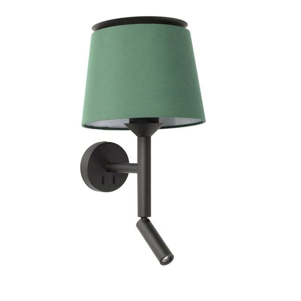 Läsbelysning - Faro - SAVOY - Vägglampa - Svart och Grön - E27 - 15W