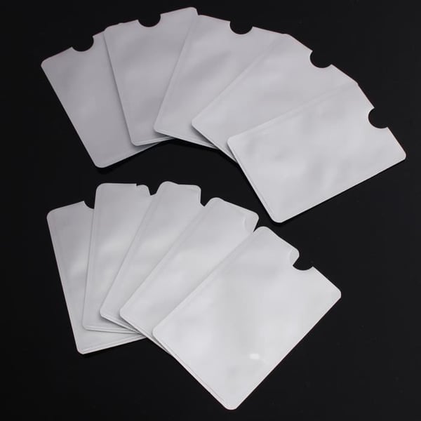 Förpackning med 10 RFID/NFC kreditkortsskydd - Silver