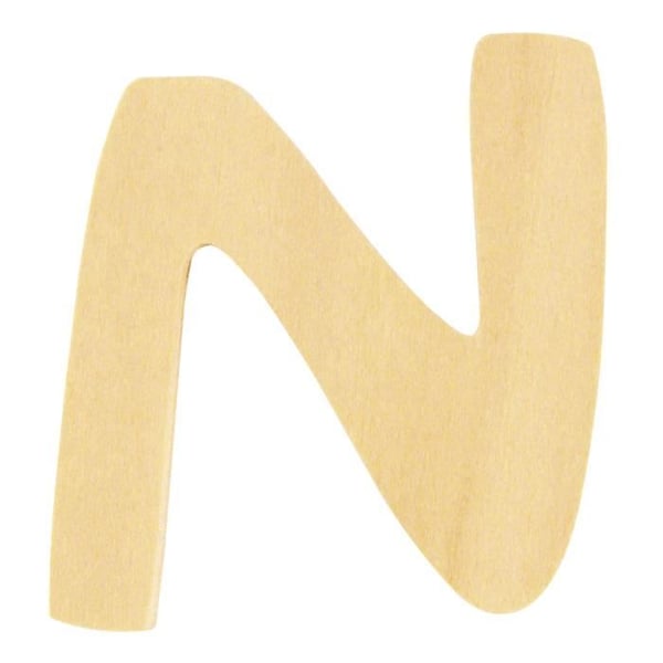 Bokstav i trä - N - 6cm - FSC Mix Credit - Beige - Väggdekoration - Massivt trä