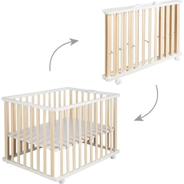 Fällbar Träspärr för Baby ROBA - 74x100 cm - Justerbar Höjd - Tvåfärgad